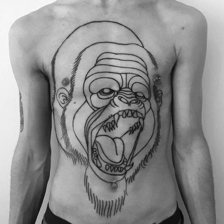 Tattoos - full chest gorilla outlines - 130720